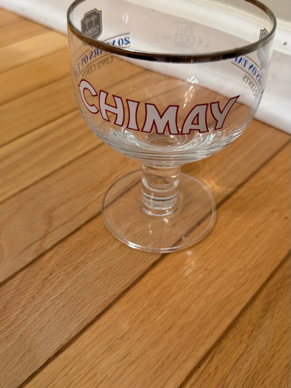 Red Lettering Goblet Glass - Clear Beer Chalice Chimay